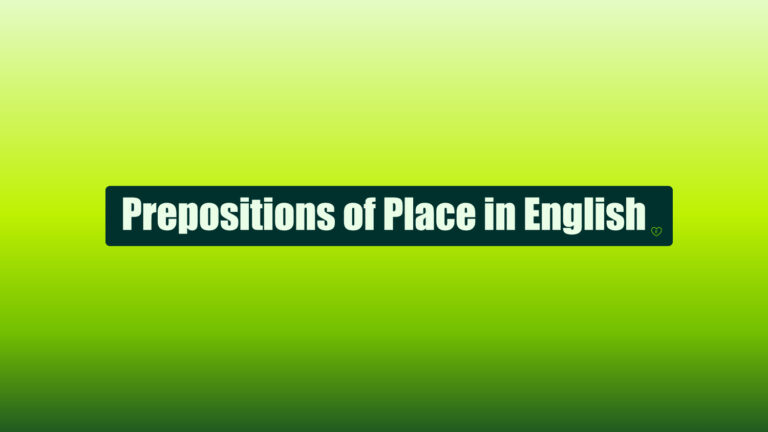 Poster for Prepositions of Place in English